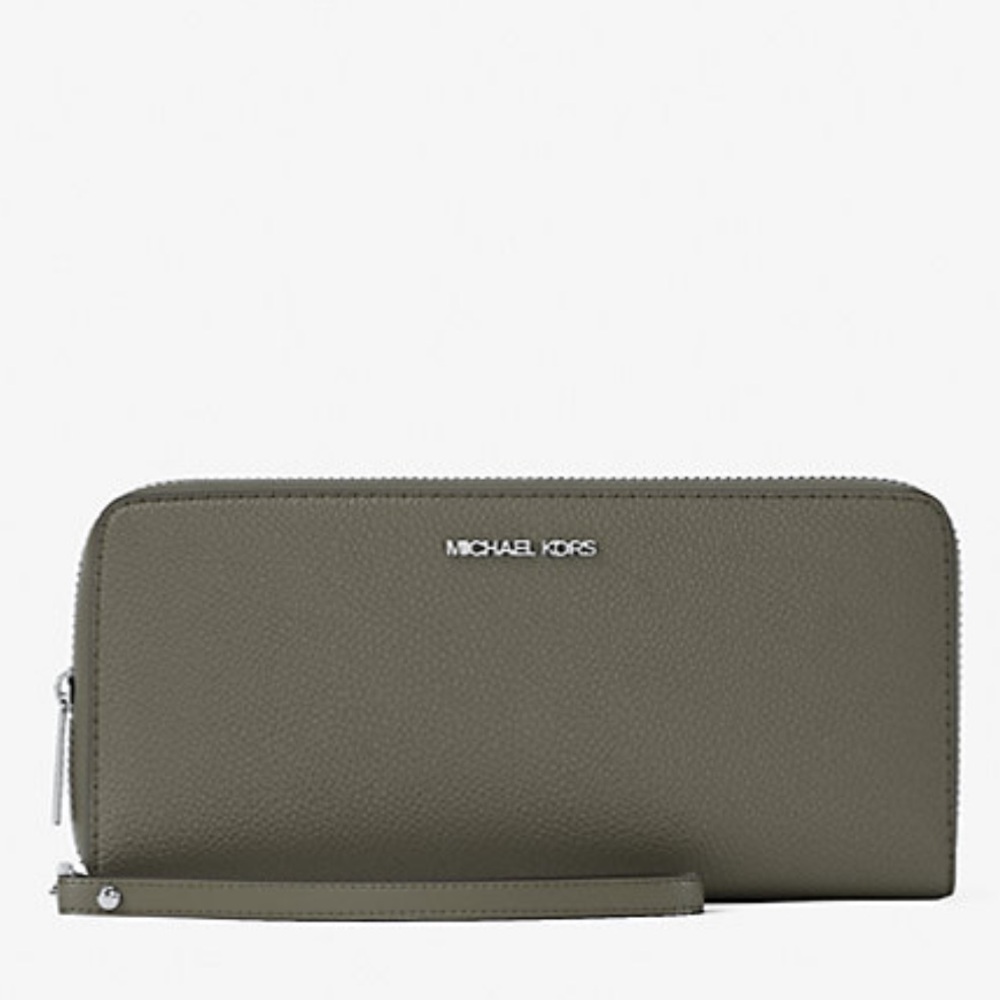 MICHAEL KORS Lg Pebbled Leather Continental Wallet Wristlet Phone Holder 
Olive - Picture 4 of 16